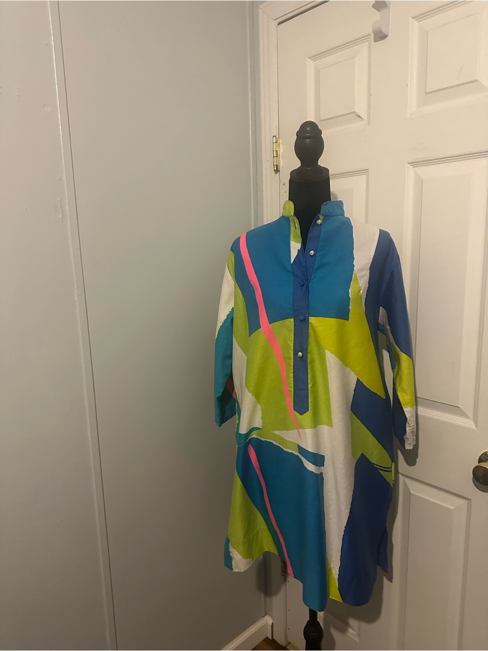Vintage Catherine Ogust Penthouse Gallery Geometric Dress 22" Pit to Pit